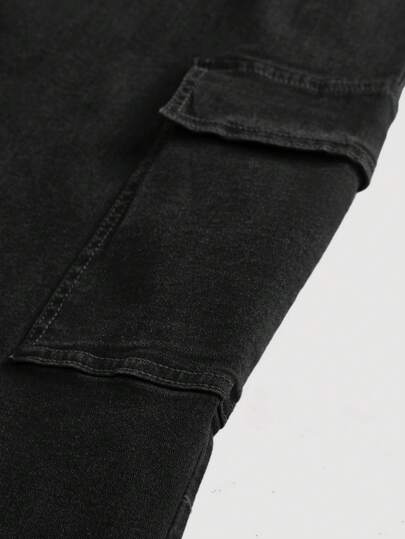 EZwear تنورة جينز سوداء طويلة واسعة مريحة مصنوعة من الجينز للسيدات البدينات الكاجوال