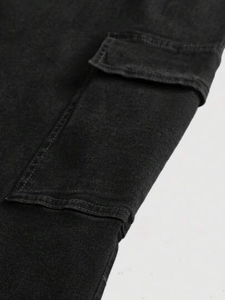 EZwear تنورة جينز سوداء طويلة واسعة مريحة مصنوعة من الجينز للسيدات البدينات الكاجوال