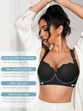 DesireSculpt 3 قطع من ملابس داخلية نسائية حمالة صدر بحشوة ونسيج رقيق وناعم قابل للتعديل للحصول على رفع وجمع الصدر