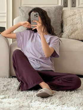 DAZY طقم ملابس داخلية مريحة بتصميم بسيط ومتناسق، بيجامة رمضان