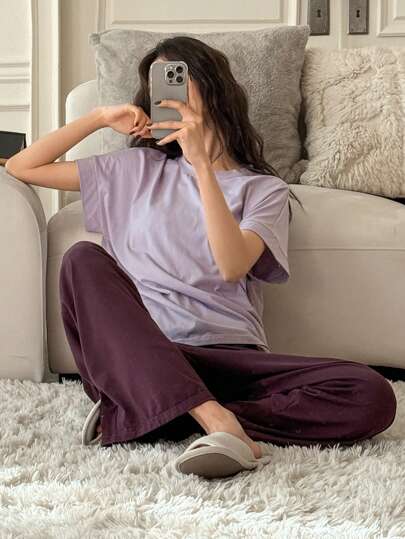 DAZY طقم ملابس داخلية مريحة بتصميم بسيط ومتناسق، بيجامة رمضان
