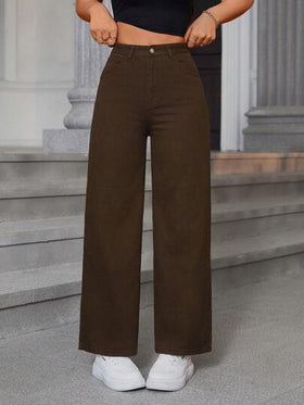 SHEIN EZwear جينز نسائي أساسي فضفاض مستقيم بجيوب