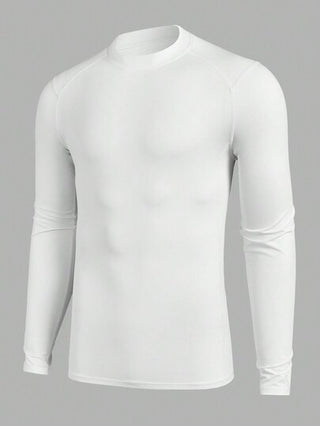 Manfinity Sport Polished تي شيرت رياضي كاجوال للرجال بأكمام رجلان وطباعة هندسية