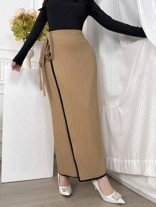 Modelyn تنورة طويلة للنساء مع تصميم عقدة الخصر الجانبية، أنيقة