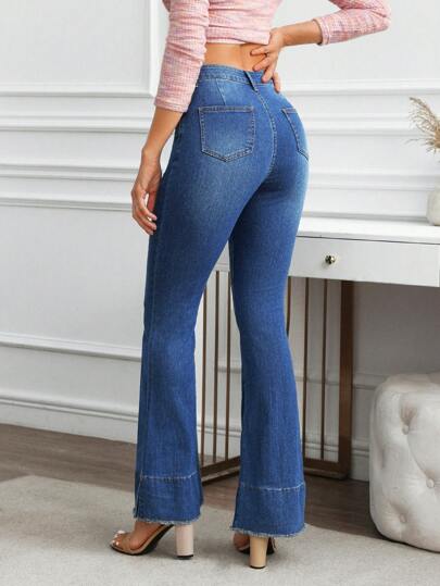 SHEIN Essnce بنطلون جينز كاجوال نسائي، بسيط وعصري للارتداء اليومي