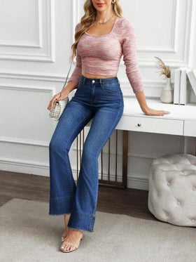 SHEIN Essnce بنطلون جينز كاجوال نسائي، بسيط وعصري للارتداء اليومي
