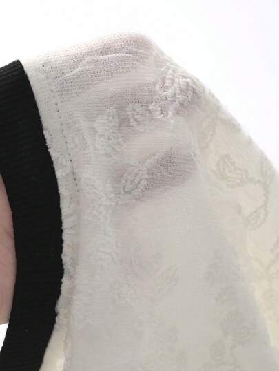 FRIFUL بلوزة نسائية بياقة مستديرة وأكمام منتفخة فضفاضة مع لوني التباين