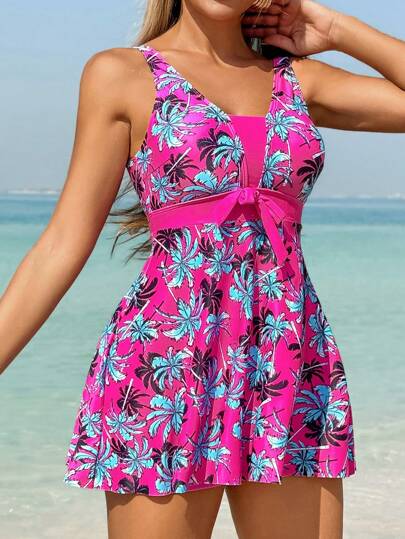 طقم تانكيني حريمي Swim Lushoire طقم تانكيني بطباعة نباتات استوائية للصيف