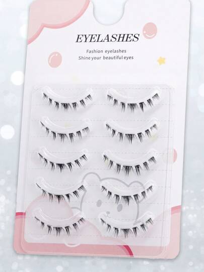 5 أزواج/مجموعة شريط كامل من رموش صناعية سفلية ناعمة، رقيقة الساق ، حيوية وطبيعية ، قابلة لإعادة الاستخدام ، مريحة وخفيفة ، رموش الرسوم المتحركة ، ماكياج ياباني سميك وطبيعي المظهر، ريش لإطالة الرموش الألمعة ، أداة مكياج رموش صناعية للكوسبلاي والأنمي