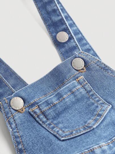 SHEIN جمبسوت جينز للبنات مع زخرفة فيونكة وبنطلون واسع