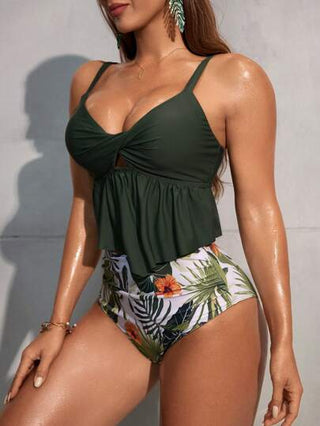 طقم تانكيني حريمي Swim Lushoire بلوزة كاجوال بحمالات رفيعة بتفاصيل عقدة و فتحة مناسبة للإجازة الصيفية