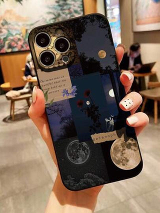 حافظة هاتف مقاومة للصدمات متوافقة مع iPhone 16/iPhone 16 Pro/iPhone 16 Plus/iPhone 16 Pro Max بتصميم زهري ملون بشكل هلال مثقب الحافة، وغطاء واق بطريقة كرتونية متوافق مع iPhone 14 Pro Max، iPhone 13، iPhone 12، iPhone 11، iPhone XR، iPhone 8، iPhone 7