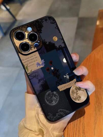 حافظة هاتف مقاومة للصدمات متوافقة مع iPhone 16/iPhone 16 Pro/iPhone 16 Plus/iPhone 16 Pro Max بتصميم زهري ملون بشكل هلال مثقب الحافة، وغطاء واق بطريقة كرتونية متوافق مع iPhone 14 Pro Max، iPhone 13، iPhone 12، iPhone 11، iPhone XR، iPhone 8، iPhone 7