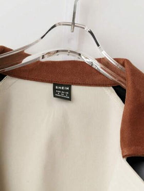 SHEIN Clasi معطف ترنش نسائي بأكمام طويلة وأزرار أمامية بلون سادة
