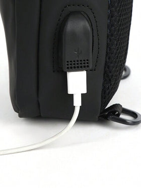 حقيبة صدر متعددة الوظائف للرجال مع منفذ شحن USB ، حقيبة كتف خفيفة للهاتف المحمول وحقيبة رسائل ، حقيبة رياضية وسلكية لرحلات التنزه، حقيبة رسول ذات سعة كبيرة، مضادة للماء للأنشطة اليومية والترفيه وسفر عيد الميلاد
