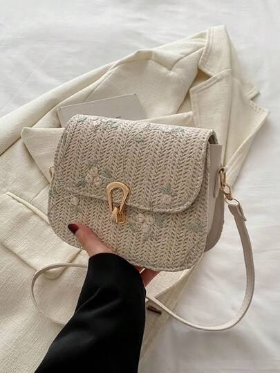 حقيبة كروس بدي صغيرة ذات نمط زهري مبسط، مناسبة للاستخدام اليومي