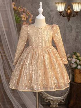 SHEIN فستان ضيق أنيق للفتاة الصغيرة بفيونكة لامعة ثلاثية الأبعاد