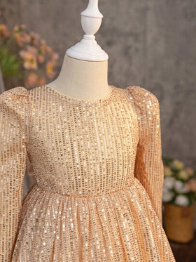SHEIN فستان ضيق أنيق للفتاة الصغيرة بفيونكة لامعة ثلاثية الأبعاد