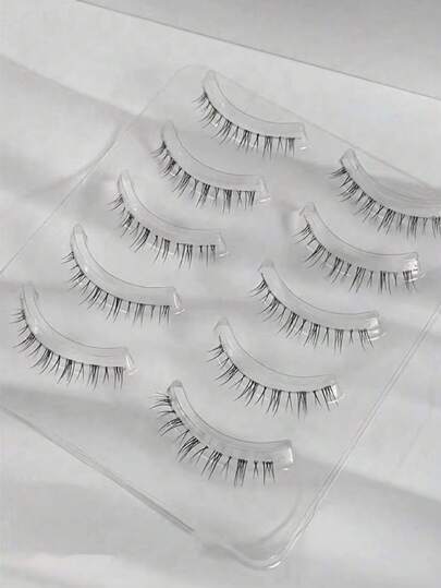 5 أزواج من رموش عين سفلية زائفة، سيقان شفافة مظهر طبيعي لرموش أنميه يابانية، أدوات مكياج رموش زائفة