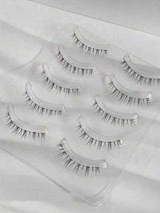 5 أزواج من رموش عين سفلية زائفة، سيقان شفافة مظهر طبيعي لرموش أنميه يابانية، أدوات مكياج رموش زائفة