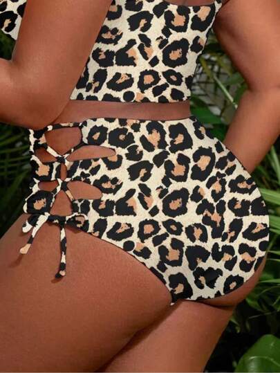 SHEIN Slayr CURVE مايوه سفلي بطبعة حيوانات جريئة ومقاس كبير للاحتفال برأس السنة الجديدة 2025 صيفي