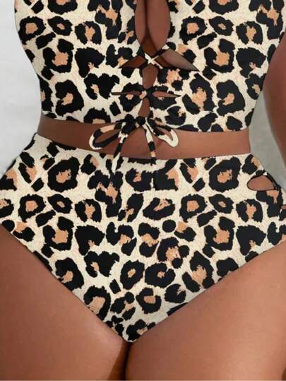 SHEIN Slayr CURVE مايوه سفلي بطبعة حيوانات جريئة ومقاس كبير للاحتفال برأس السنة الجديدة 2025 صيفي