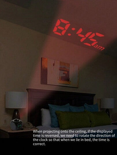 1 قطعة مصباح إسقاط توقيت متعدد الوظائف، ساعة منبه إسقاط LED، ساعة رقمية صوتية التحكم، ديكور المنزل،ديكور الغرفة