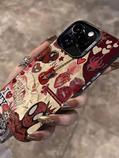 Marvel حافظة هاتف iPhone 16 برو/11/12/13/14/15، غطاء واقٍ صلب بطباعة جرافيكية كرتونية لشخصيات مارفل، مضاد للسقوط