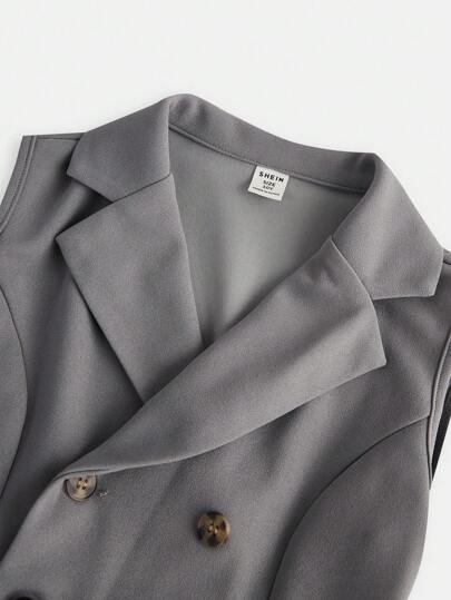 SHEIN جمبسوت سرة بدون أكمام لفتيات المراهقات مفرغة اللون من النسيج المنسوج بألوان مشرقة