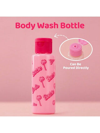 Miniso Miniso مجموعة ديزني باربي الوردية المكونة من 11 قطعة، مجموعة أدوات غسل محمولة للسفر مع زجاجات بلاستيكية فارغة لمنتجات النظافة الشخصية، مجموعة زجاجات أدوات السفر للسوائل والشامبو والبلسم وكريم الجسم، مجموعة سفر للسيدات