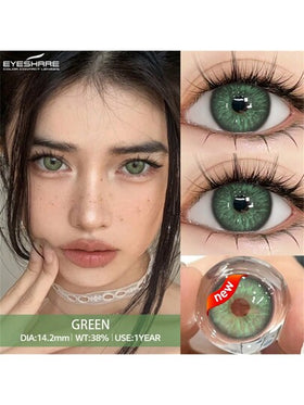 EYESHARE زوج جديد من العدسات اللاصقة الملونة للتجميل والمكياج، عدسات لاصقة ملونة ناعمة، لمدة سنوية، قطر 14.2 مم، مناسبة لأزياء هالوين والتنكر