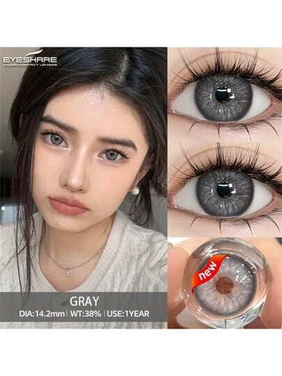 EYESHARE 1 Pair NEW Colored Contact Lenses For Beauty Makeup Soft Colorful Contact Lenses, Annual Use, 14.2mm Halloween Costume Cosplayramadan collection