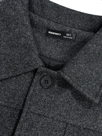 Manfinity CasualCool معطف صوفي قصير أنيق بأكمام طويلة للرجال، خريف/شتاء