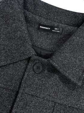 Manfinity CasualCool معطف صوفي قصير أنيق بأكمام طويلة للرجال، خريف/شتاء
