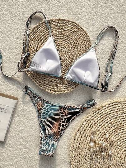 Swim Lushoire ملابس سباحة إليجانت كاجوال ذات طباعة نمر، بيكيني وسراويل سباحة، مناسبة للارتداء اليومي، للشاطئ وعطلات الصيف