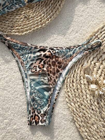 Swim Lushoire ملابس سباحة إليجانت كاجوال ذات طباعة نمر، بيكيني وسراويل سباحة، مناسبة للارتداء اليومي، للشاطئ وعطلات الصيف