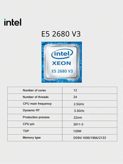 SOYO طقم لوحة أم X99 D4 مجموعة LGA 2011-3 مع معالج إنتل زيون E5 2680 V3 وذاكرة RAM DDR4 سعة 16 جيجابايت (1*16 جيجابايت)
