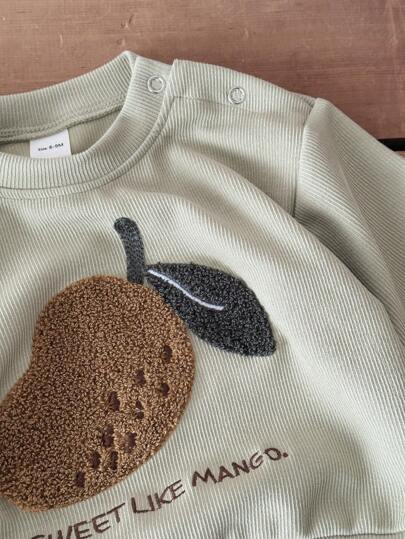 مجموعة بنطلون وبلوزة بطبعة الكمثرى المطرزة للأولاد الرضع، مناسبة للربيع والصيف قطعتان/المجموعة