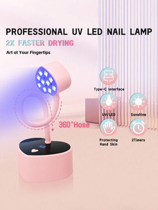 1 جهاز لمبة بنفسجية UV LED لطلاء الأظافر، آلة علاج ضوئي بالأشعة فوق البنفسجية، آلة طلاء الأظافر الاحترافية، إبرة بلاستيكية مجففة لطلاء الأظافر بالجل UV سريع الشفاء وسريع الجفاف، آلة طلاء الأظافر ذات مقبض محمول وفضاء كبير، وأحسس ذكي للانقشار لاستخدام...