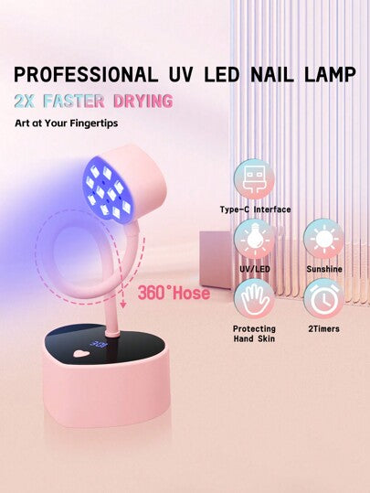 1 جهاز لمبة بنفسجية UV LED لطلاء الأظافر، آلة علاج ضوئي بالأشعة فوق البنفسجية، آلة طلاء الأظافر الاحترافية، إبرة بلاستيكية مجففة لطلاء الأظافر بالجل UV سريع الشفاء وسريع الجفاف، آلة طلاء الأظافر ذات مقبض محمول وفضاء كبير، وأحسس ذكي للانقشار لاستخدام...