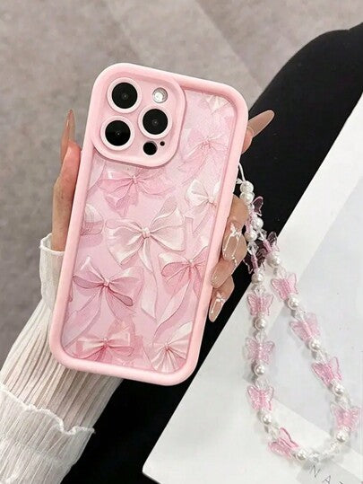 غطاء هاتف بتصميم الريشة مع سلسلة من الخرز قطعة واحدة، مناسب لهواتف 16، 11، 15، 14، 13، 12 برو ماكس، XR، بلس، هدية عيد الميلاد ، هدية أنيقة للسيدات، هدية عصرية
