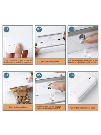 Kitchen mommy آلة ختم صغيرة محمولة 2 في 1، آلة تعبئة الأطعمة، ختام المطبخ، قابلة للشحن عبر USB، أجهزة المطبخ