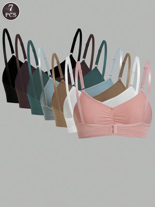 Shein Underwear&Sleepwear Basics 7 قطع ملابس داخلية متناسقة ، صدريات كاجوال مريحة مع أشرطة قابلة للتعديل