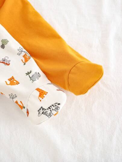 Cozy Pixies طقم قطعتين لحديثي الولادة من الأولاد، بنطلون وبذلة مع رسمة أسد كرتوني محبوكة، بياقة مستديرة وأكمام طويلة، قطن ناعم