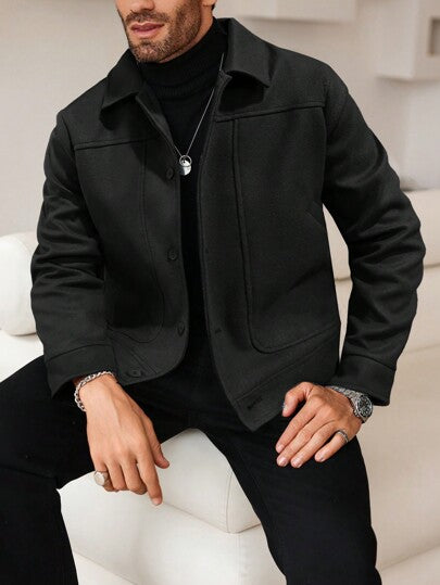 Manfinity Homme معطف قصير أنيق بأكمام طويلة للرجال، خريف/شتاء