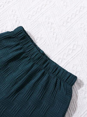 SHEIN Vintaside Kids مجموعة ملابس الشارع الأزياء من قميص منسوج وشورت للأولاد