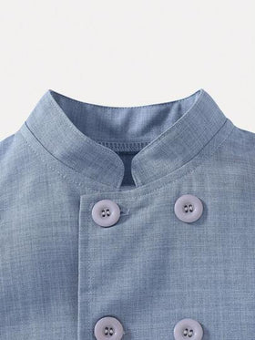 SHEIN رمضان 2 قطعة ملابس أنيقة للأطفال الصبية - سترة وبنطلون، بتصميم أنيق وأنيق لحفلات عيد الميلاد والزفاف والمناسبات الخاصة