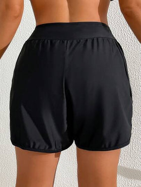 Swim Lushoire شورت البحر المرن للنساء بخصر مطاطي خالص ، مثالي للإجازات وارتداء حوض السباحة