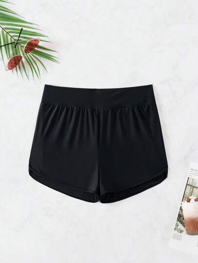 Swim Lushoire شورت البحر المرن للنساء بخصر مطاطي خالص ، مثالي للإجازات وارتداء حوض السباحة