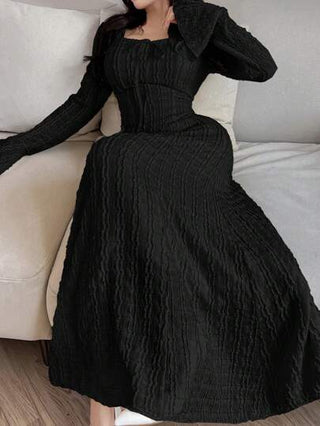 Modelyn فستان كاجوال للنساء بأكمام طويلة وألوان سادة، موضة بسيطة للاستخدام اليومي